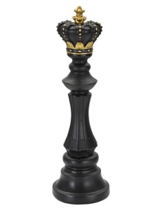 Scultura Re degli scacchi in resina nera e oro, H 40,5 cm | Mauro Ferretti -MAURO FERRETTI