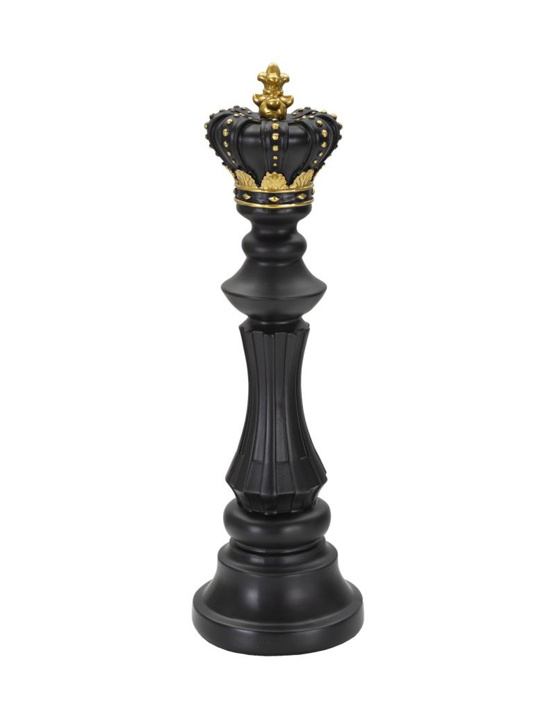 Scultura Re degli scacchi in resina nera e oro, H 40,5 cm | Mauro Ferretti -MAURO FERRETTI