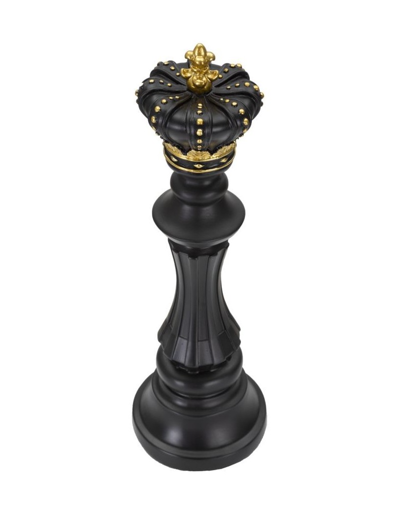 Scultura Re degli scacchi in resina nera e oro, H 40,5 cm | Mauro Ferretti -MAURO FERRETTI