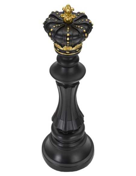 Scultura Re degli scacchi in resina nera e oro, H 40,5 cm | Mauro Ferretti -MAURO FERRETTI