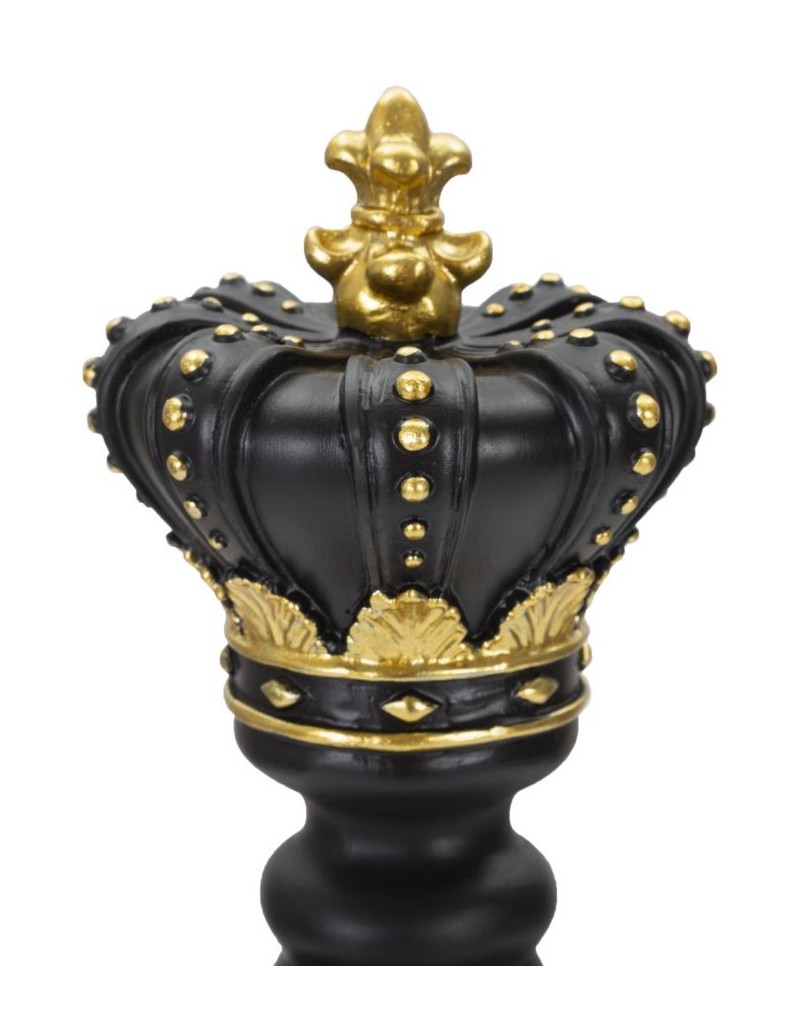 Scultura Re degli scacchi in resina nera e oro, H 40,5 cm | Mauro Ferretti -MAURO FERRETTI