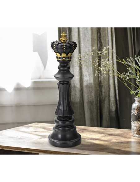 Scultura Re degli scacchi in resina nera e oro, H 40,5 cm | Mauro Ferretti -MAURO FERRETTI