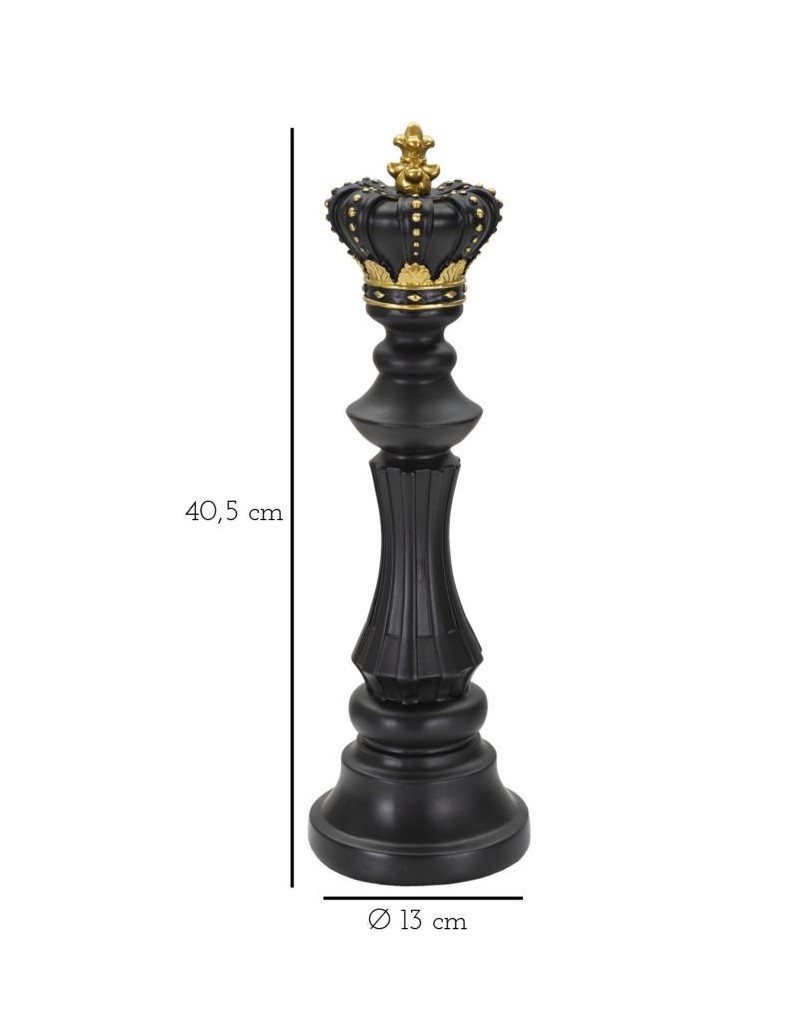 Scultura Re degli scacchi in resina nera e oro, H 40,5 cm | Mauro Ferretti -MAURO FERRETTI