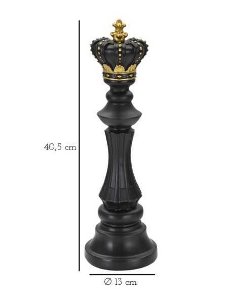 Scultura Re degli scacchi in resina nera e oro, H 40,5 cm | Mauro Ferretti -MAURO FERRETTI