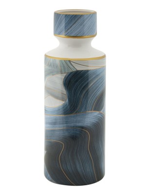 Vaso alto in ceramica decorata blu e oro, collezione Elegant, H 40 cm | Mauro Ferretti -MAURO FERRETTI