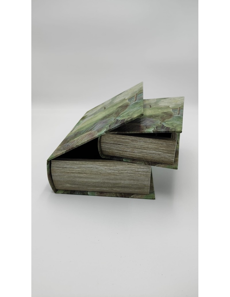 Set 2 libri contenitore in cartonato resinato, decoro Fiori di Loto | Innova Living -INNOVA LIVING