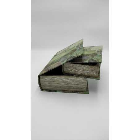 Set 2 libri contenitore in cartonato resinato, decoro Fiori di Loto | Innova Living -INNOVA LIVING