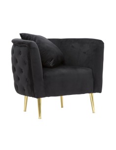 Poltrona glamour in velluto nero con gambe oro e cuscino, 76x74x73 cm | Mauro Ferretti -MAURO FERRETTI