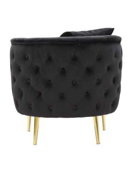 Poltrona glamour in velluto nero con gambe oro e cuscino, 76x74x73 cm | Mauro Ferretti -MAURO FERRETTI