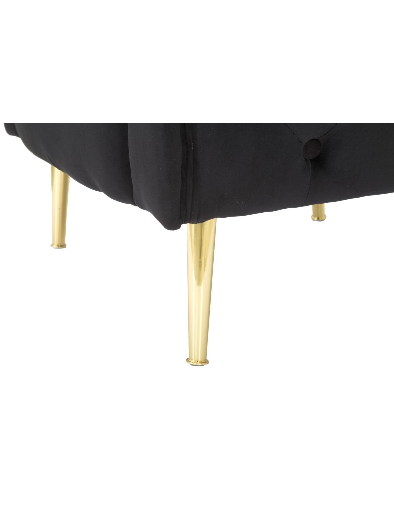 Poltrona glamour in velluto nero con gambe oro e cuscino, 76x74x73 cm | Mauro Ferretti -MAURO FERRETTI