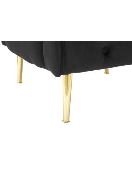 Poltrona glamour in velluto nero con gambe oro e cuscino, 76x74x73 cm | Mauro Ferretti -MAURO FERRETTI
