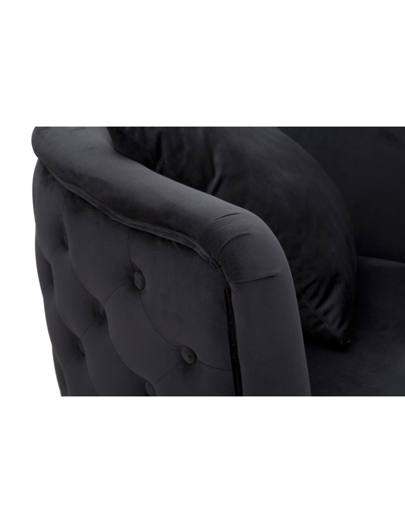 Poltrona glamour in velluto nero con gambe oro e cuscino, 76x74x73 cm | Mauro Ferretti -MAURO FERRETTI