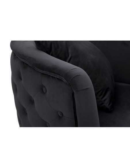 Poltrona glamour in velluto nero con gambe oro e cuscino, 76x74x73 cm | Mauro Ferretti -MAURO FERRETTI