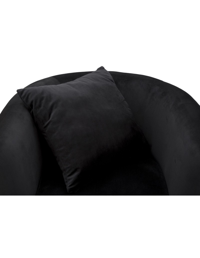 Poltrona glamour in velluto nero con gambe oro e cuscino, 76x74x73 cm | Mauro Ferretti -MAURO FERRETTI