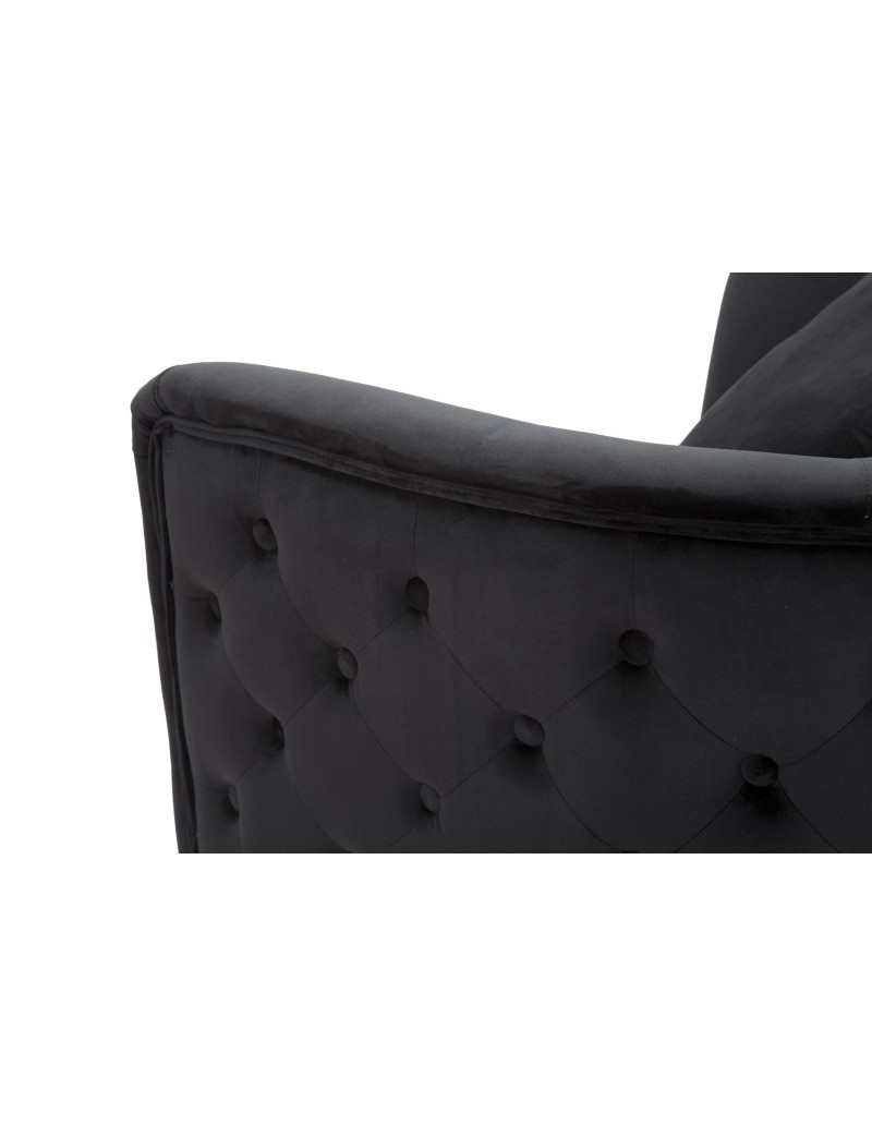 Poltrona glamour in velluto nero con gambe oro e cuscino, 76x74x73 cm | Mauro Ferretti -MAURO FERRETTI