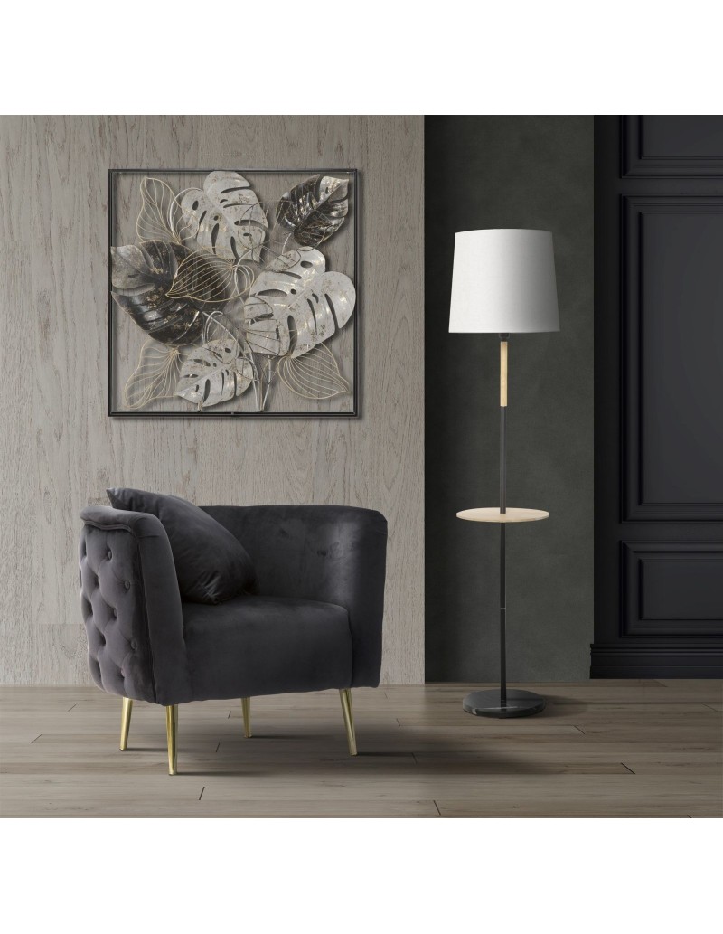 Poltrona glamour in velluto nero con gambe oro e cuscino, 76x74x73 cm | Mauro Ferretti -MAURO FERRETTI