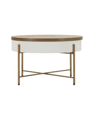 Tavolino contenitore Tolosa 80x48 cm bianco, piano frassino e gambe oro | Mauro Ferretti -MAURO FERRETTI 2