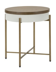 Comodino contenitore Tolosa 54,5 cm bianco, piano frassino e gambe oro | Mauro Ferretti -MAURO FERRETTI