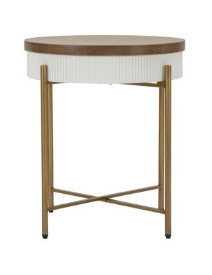 Comodino contenitore Tolosa 54,5 cm bianco, piano frassino e gambe oro | Mauro Ferretti -MAURO FERRETTI 2