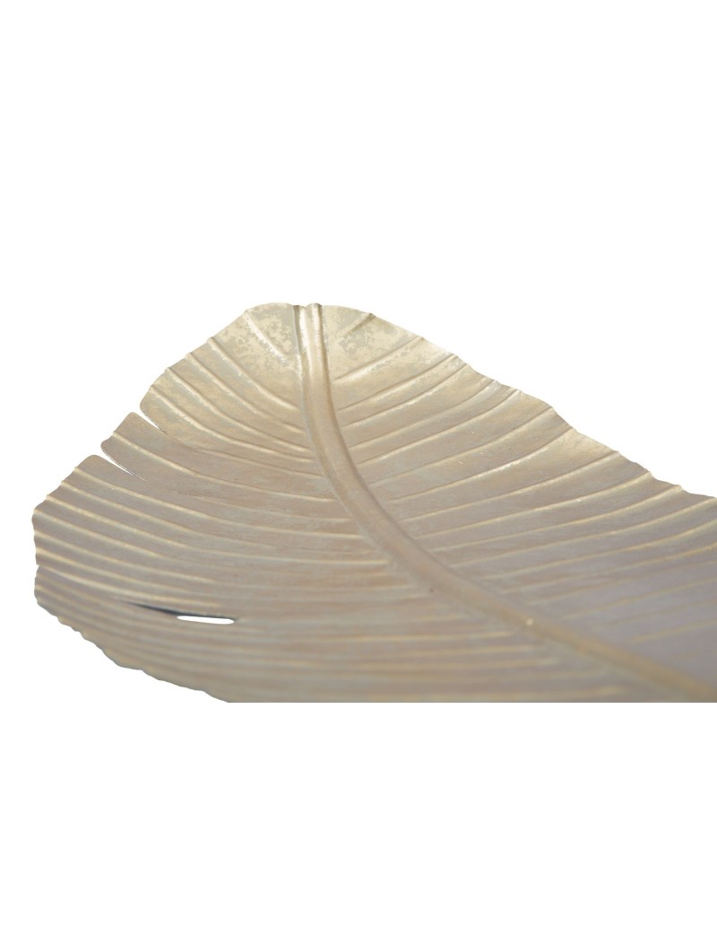 Centrotavola e Vassoio centrotavola svuotatasche a foglia in ferro oro anticato, 18x55 cm | Mauro Ferretti -MAURO FERRETTI