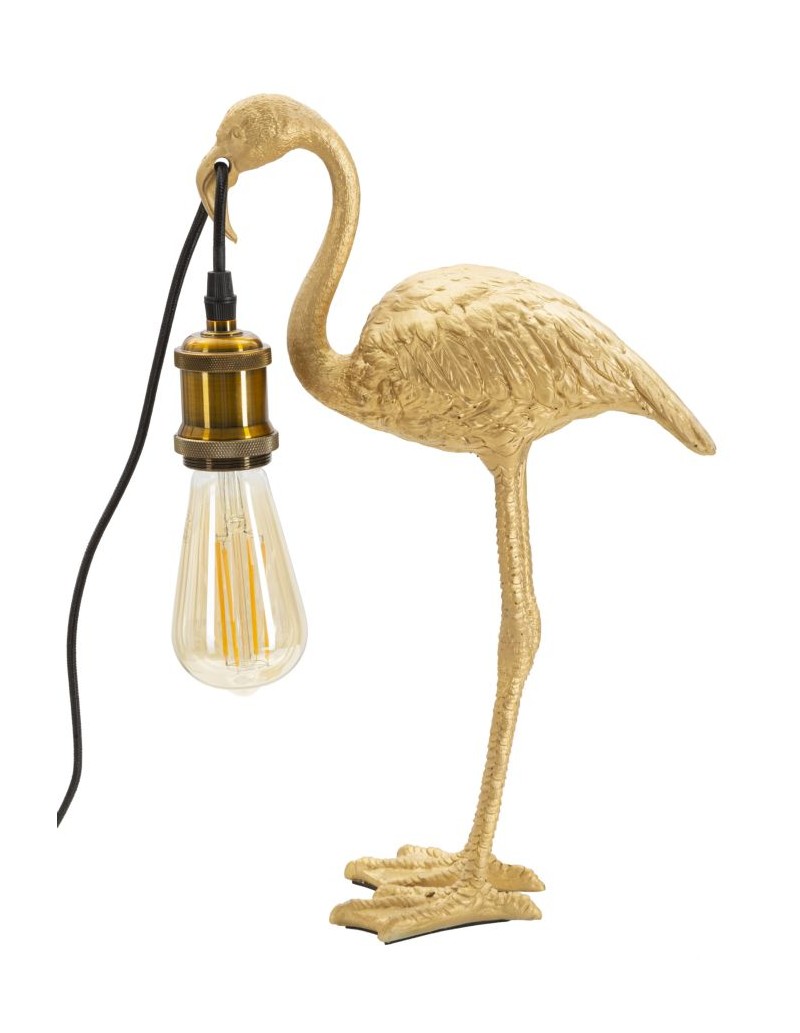 Lampada da tavolo a fenicottero in resina oro, bronzo e nero, 39,5 cm | Mauro Ferretti -MAURO FERRETTI