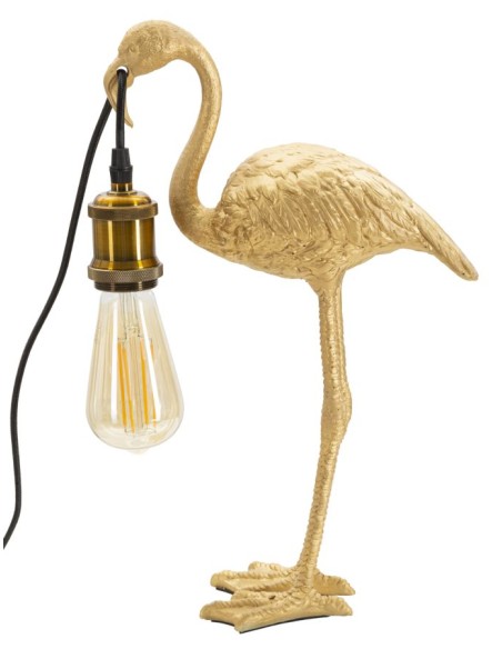 Lampada da tavolo a fenicottero in resina oro, bronzo e nero, 39,5 cm | Mauro Ferretti -MAURO FERRETTI