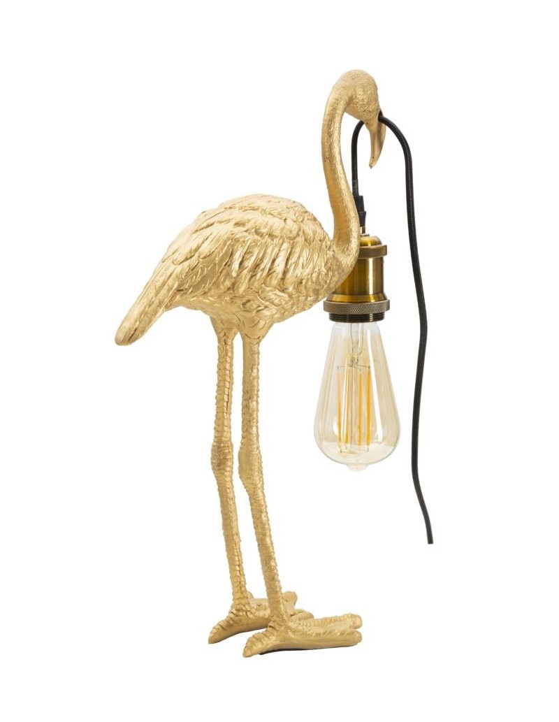 Lampada da tavolo a fenicottero in resina oro, bronzo e nero, 39,5 cm | Mauro Ferretti -MAURO FERRETTI