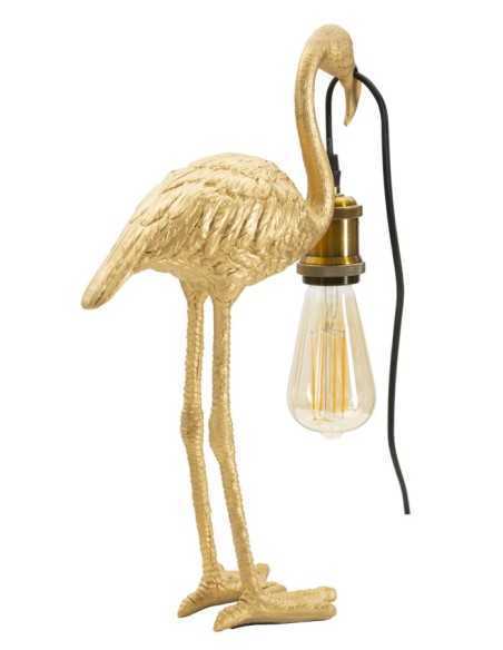 Lampada da tavolo a fenicottero in resina oro, bronzo e nero, 39,5 cm | Mauro Ferretti -MAURO FERRETTI