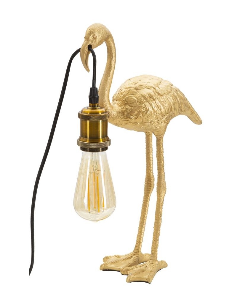 Lampada da tavolo a fenicottero in resina oro, bronzo e nero, 39,5 cm | Mauro Ferretti -MAURO FERRETTI