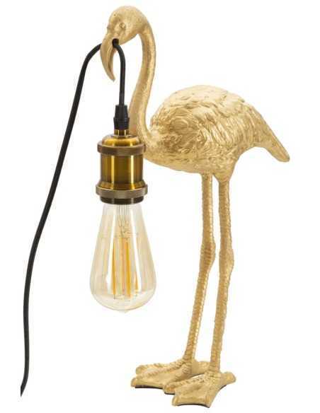 Lampada da tavolo a fenicottero in resina oro, bronzo e nero, 39,5 cm | Mauro Ferretti -MAURO FERRETTI