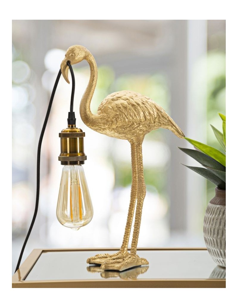 Lampada da tavolo a fenicottero in resina oro, bronzo e nero, 39,5 cm | Mauro Ferretti -MAURO FERRETTI