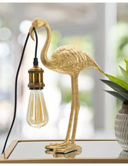 Lampada da tavolo a fenicottero in resina oro, bronzo e nero, 39,5 cm | Mauro Ferretti -MAURO FERRETTI