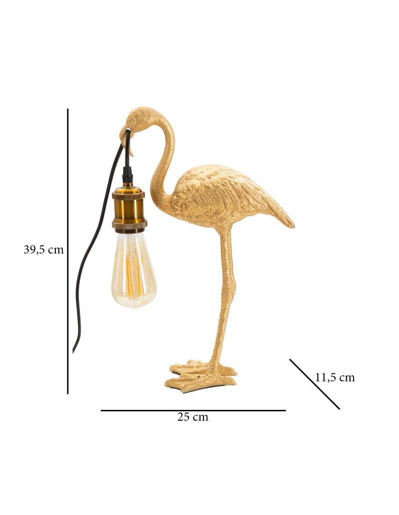 Lampada da tavolo a fenicottero in resina oro, bronzo e nero, 39,5 cm | Mauro Ferretti -MAURO FERRETTI