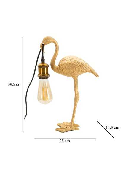 Lampada da tavolo a fenicottero in resina oro, bronzo e nero, 39,5 cm | Mauro Ferretti -MAURO FERRETTI