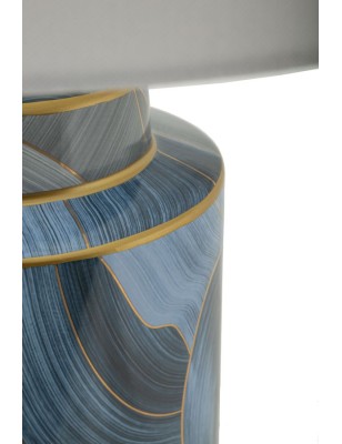 Lampada da tavolo grande in ceramica blu e oro con paralume bianco, H 64 cm | Mauro Ferretti -MAURO FERRETTI 2