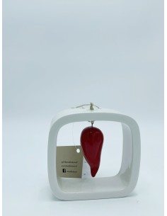 Cornice portafortuna in ceramica con corno rosso, parete o appoggio 11 cm | Arte by Il Punto -ARTE by IL PUNTO