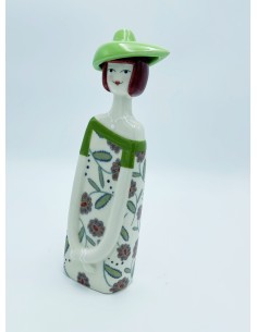 Statuetta amica modaiola in ceramica, abito a fiori verdi, H 26 cm | Arte by Il Punto -ARTE by IL PUNTO
