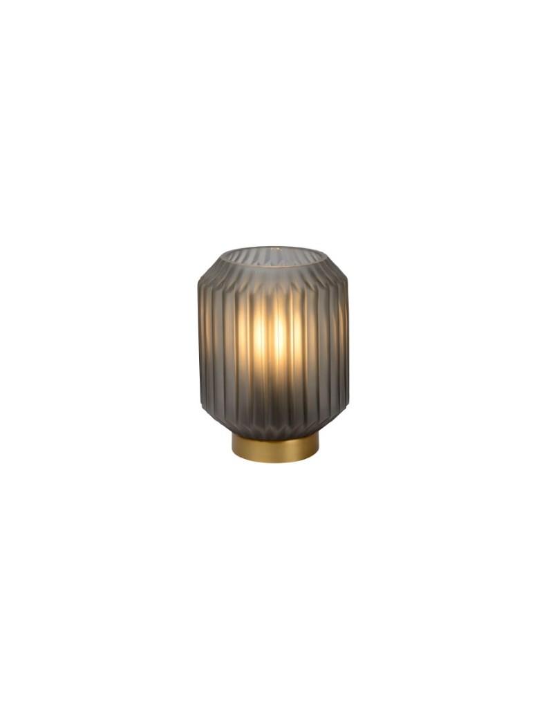 Lampada da tavolo Sueno in metallo ottone con paralume in vetro grigio, E14 | Lucide -LUCIDE