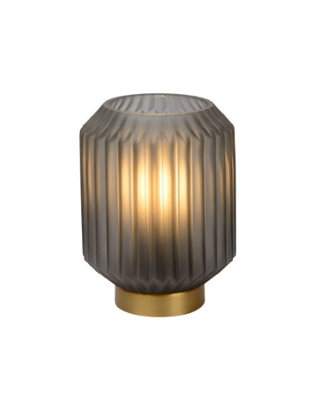 Lampada da tavolo Sueno in metallo ottone con paralume in vetro grigio, E14 | Lucide -LUCIDE