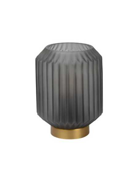 Lampada da tavolo Sueno in metallo ottone con paralume in vetro grigio, E14 | Lucide -LUCIDE