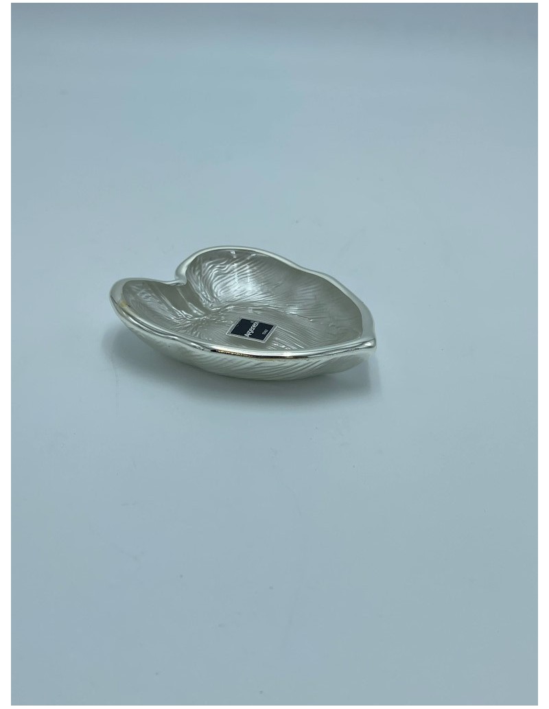 Ninnolo foglia di palma in vetro e argento 999 bianco e argento, 10 x 8 cm | Argenesi -ARGENESI