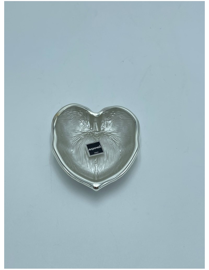 Ninnolo foglia di palma in vetro e argento 999 bianco e argento, 10 x 8 cm | Argenesi -ARGENESI
