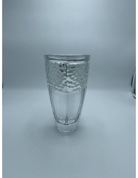 Vaso centrotavola in cristallo trasparente e argento 999, collezione Stone | Argenesi -ARGENESI