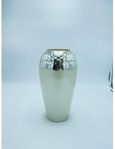 Vaso centrotavola in vetro bianco perla e argento 999, collezione Perla | Argenesi -ARGENESI