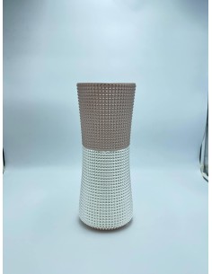 Vaso centrotavola in vetro rosa cipria e argento 999, collezione Quadri | Argenesi -ARGENESI