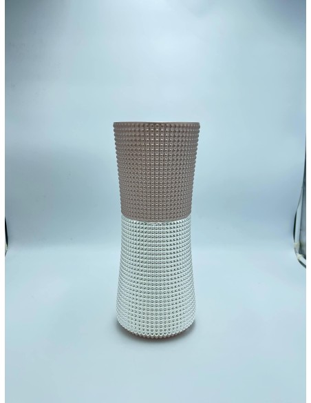 Vaso centrotavola in vetro rosa cipria e argento 999, collezione Quadri | Argenesi -ARGENESI