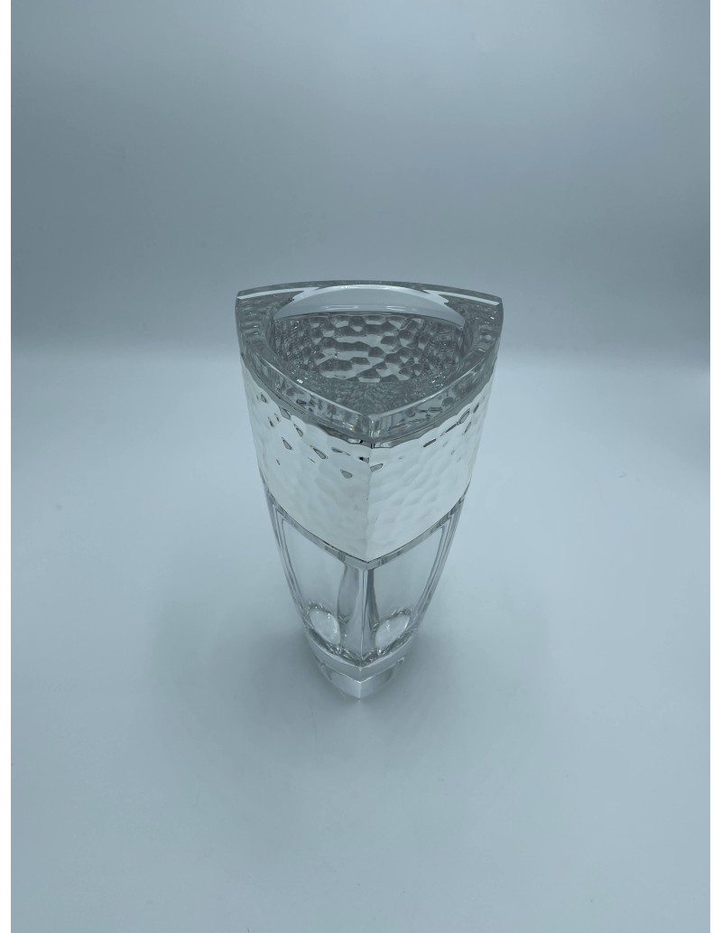 Vaso centrotavola in cristallo trasparente e argento 999, collezione Stone | Argenesi -ARGENESI