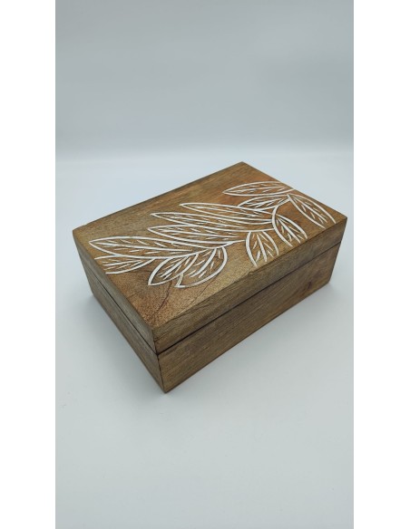 Scatola portagioie e svuotatasche in legno decorato, 25,5 x 18 x 10 cm | Innova Living -INNOVA LIVING