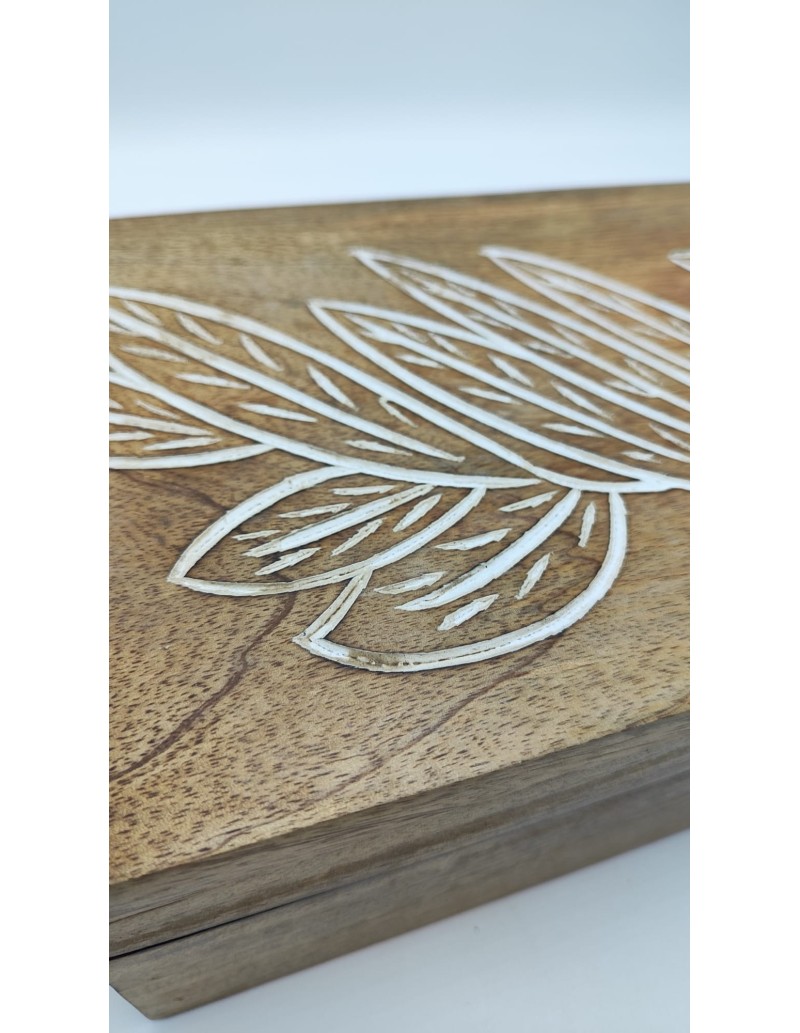 Scatola portagioie e svuotatasche in legno decorato, 25,5 x 18 x 10 cm | Innova Living -INNOVA LIVING