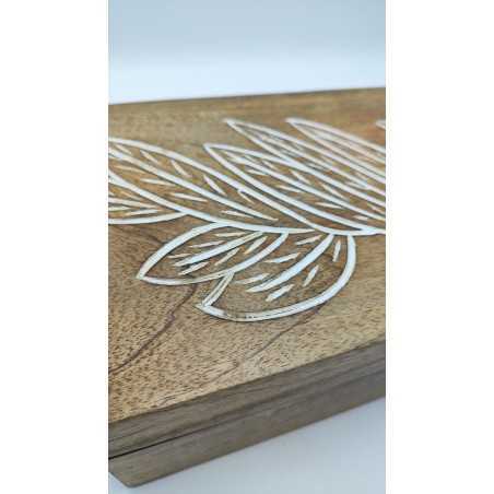 Scatola portagioie e svuotatasche in legno decorato, 25,5 x 18 x 10 cm | Innova Living -INNOVA LIVING